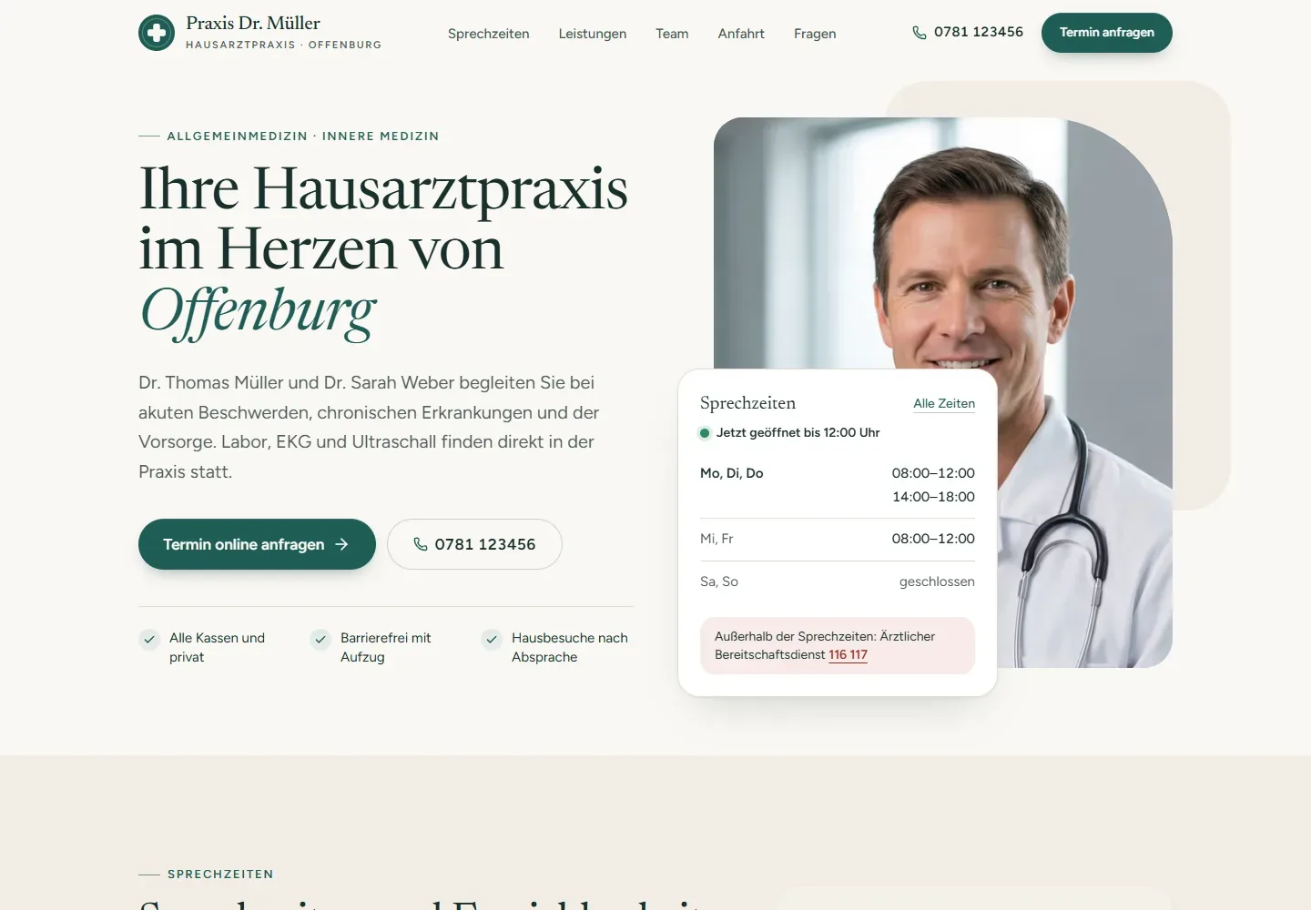 Vorschau: Website-Beispiel Arztpraxis
